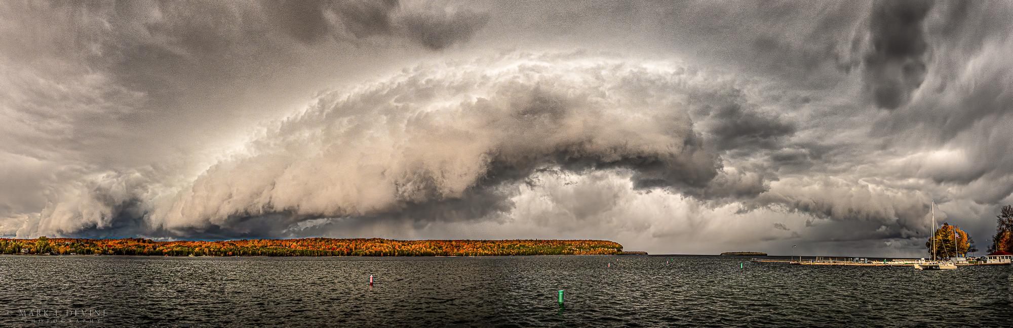 Storm front approaching Eagle Harbor in Ephraim, Wisconsin